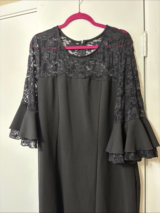 always indigo Dresses & Skirts - Black Lace-Trim Midi Dress - Elegant Women’s Dress
